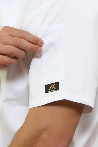 Men’s & Women’s Chef Apron Jacket – Short Sleeve, Pin-Pocketed, Buttoned Top for Kitchen Use