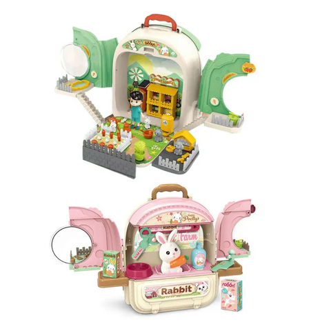 Pet Care Toy Kit with Rabbit & Backpack – Kids’ Toy Play Set with Backpack