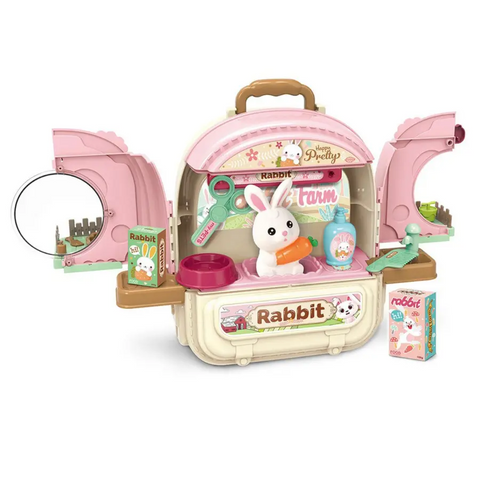 Pet Care Toy Kit with Rabbit & Backpack – Kids’ Toy Play Set with Backpack