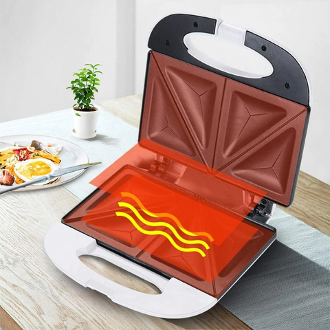 3-in-1 Breakfast Sandwich Maker – Nonstick Toaster & Egg Muffin Maker with Auto Timer