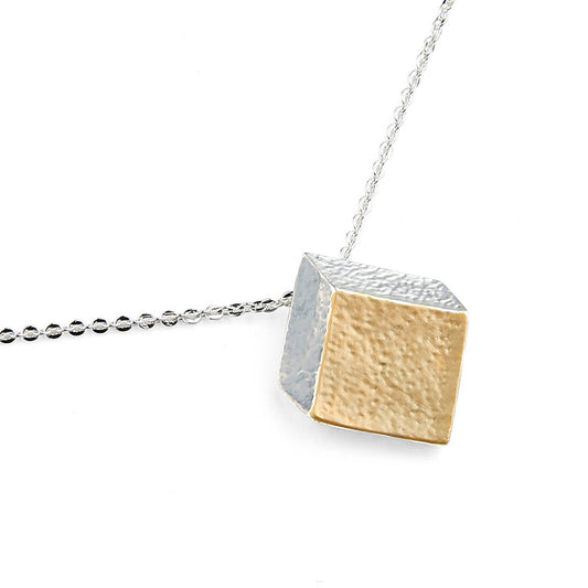 Cubic Enamel Pendant - Silver