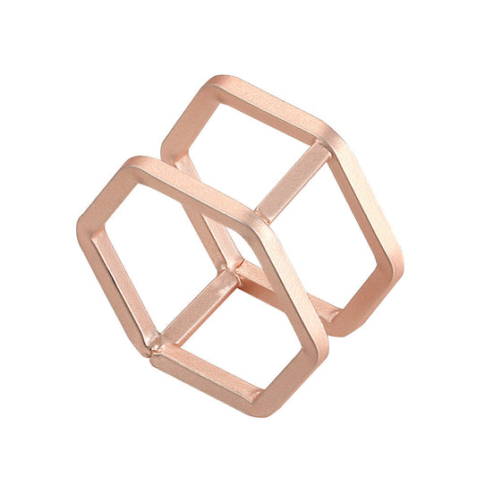 Geometric 3D Hexagon Ring - Gold