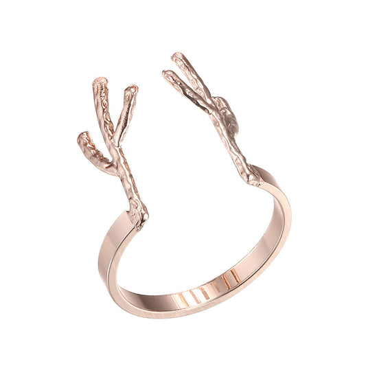 Geometric Deer Antlers Ring