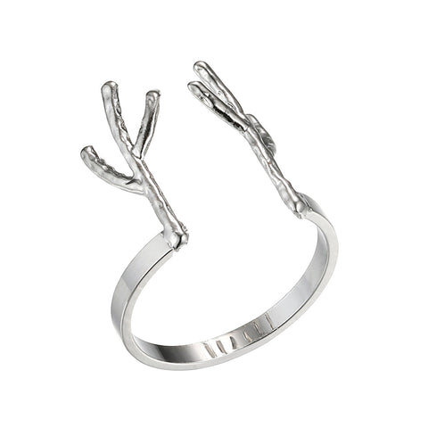 Geometric Deer Antlers Silver Ring