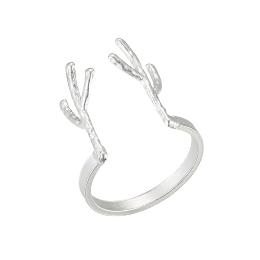Geometric Deer Antlers Silver  Ring