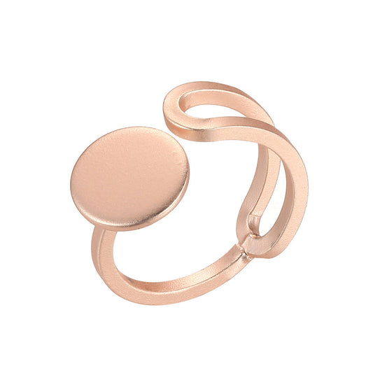Pressed Circle Oblong Ring - Rose Gold
