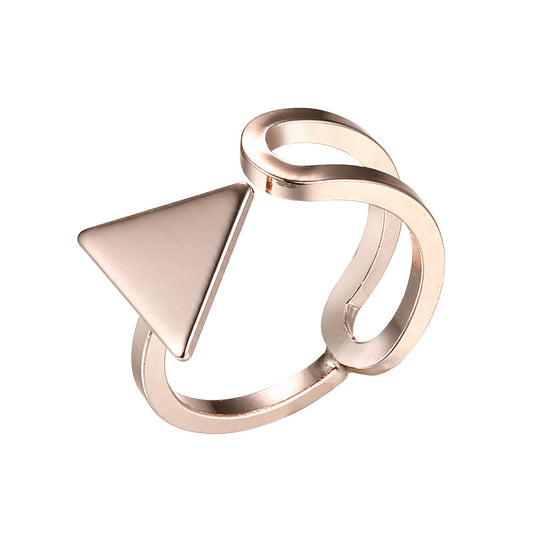 Pressed Triangle Oblong Rose Gold Ring
