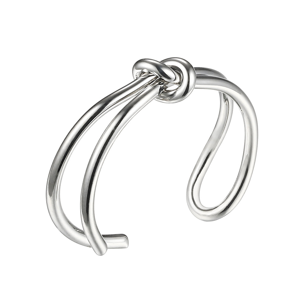 Tie Knot Open Cuff Silver Ring