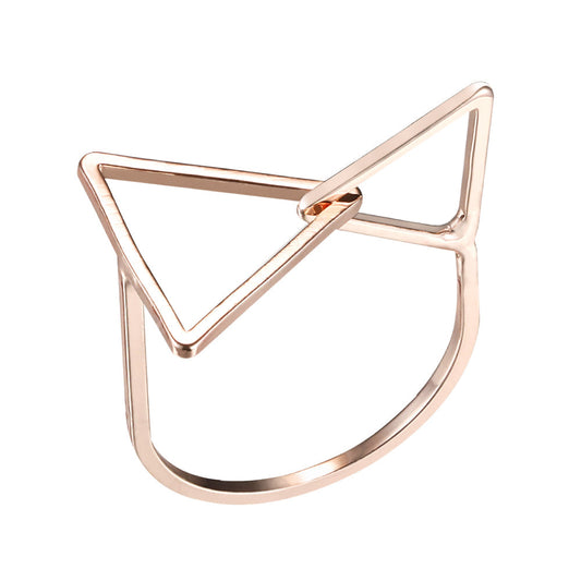Bright 18K Geometric Triangle Ring