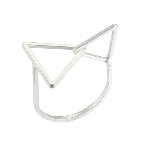 Geometric Entwined Triangle  Silver Ring