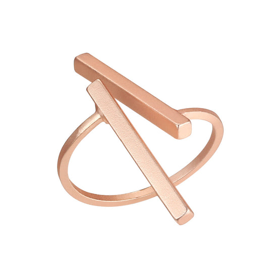 Geometric Slant T Bar Rose Gold Ring