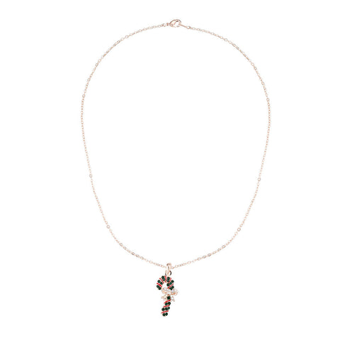 Festive Candy Cane Pendant - Rose Gold