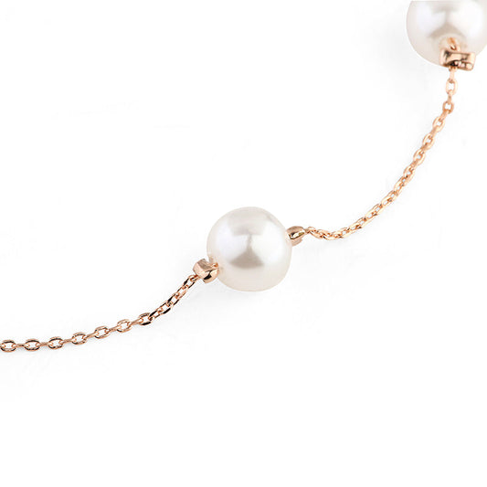 Faux Pearl Necklace - Rose Gold