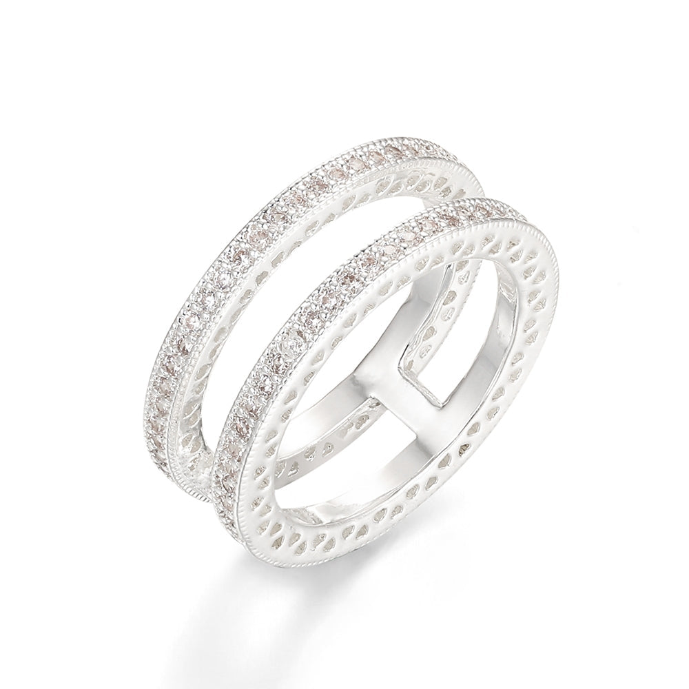 H Design Diamante Ring - Silver