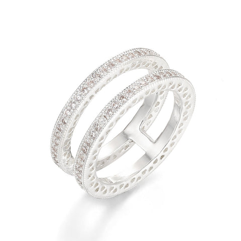 H Design Diamante Ring - Silver