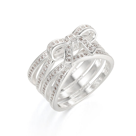 Criss-Cross Wrap Bow Ring Silver