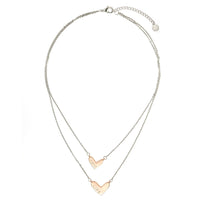'Love Life' Double chain Heart Pendant - Rose Gold