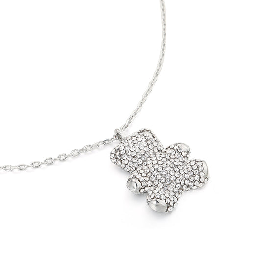 Teddy Bear Pendant Set - Silver