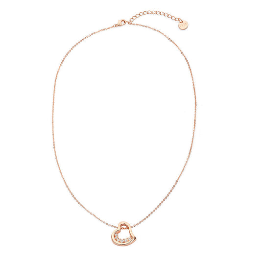 Open Heart Sparkle Pendant - Rose Gold