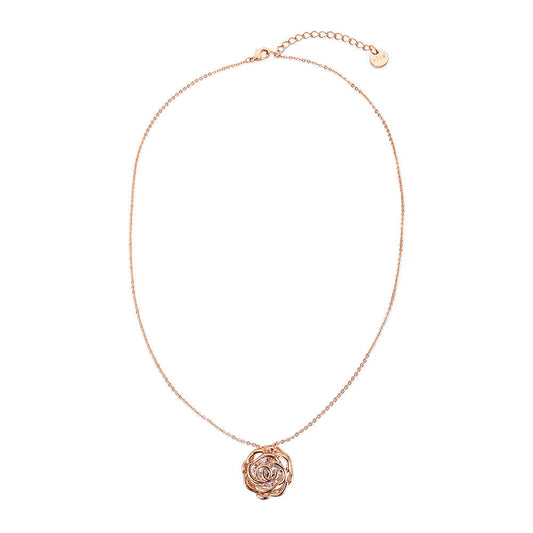 Rose Silhouette Pendant - Rose Gold