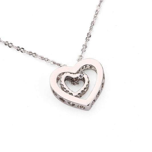 Twin Open Heart Pendant - Silver