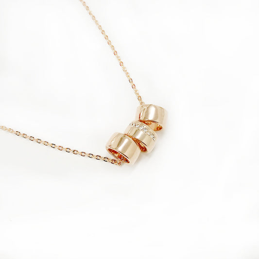 Triple Rose Gold Barrel Pendant - Rose Gold