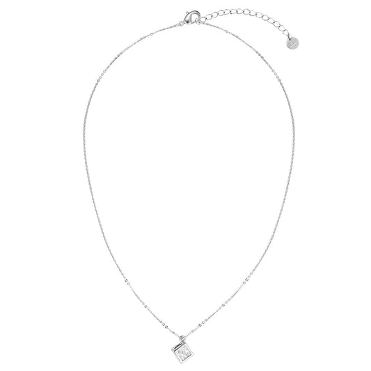 Hollow Cubic Diamond Center Pendant - Silver