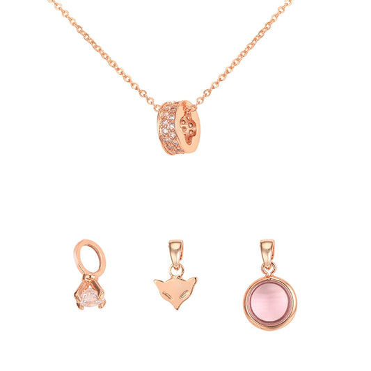 Clover Barrel Interchangeable Charm Pendant - Rose Gold