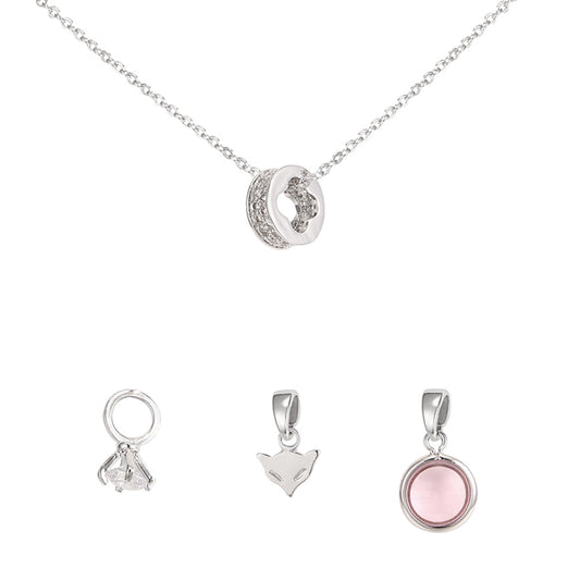Clover Barrel Interchangeable Charm Pendant - Silver