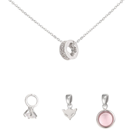 Clover Barrel Interchangeable Charm Pendant - Silver