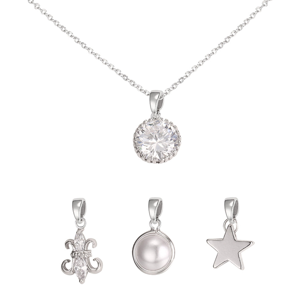 Round Interchangeable Charm Pendant - Silver