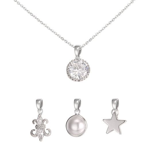 Round Interchangeable Charm Pendant - Silver