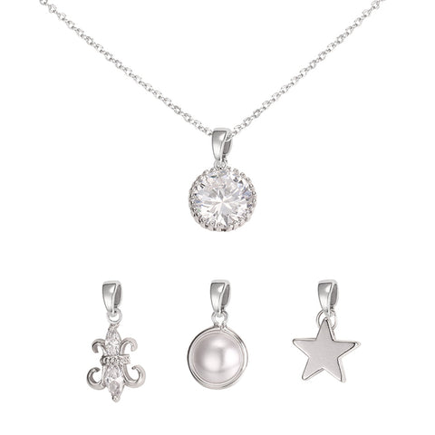 Round Interchangeable Charm Pendant - Silver