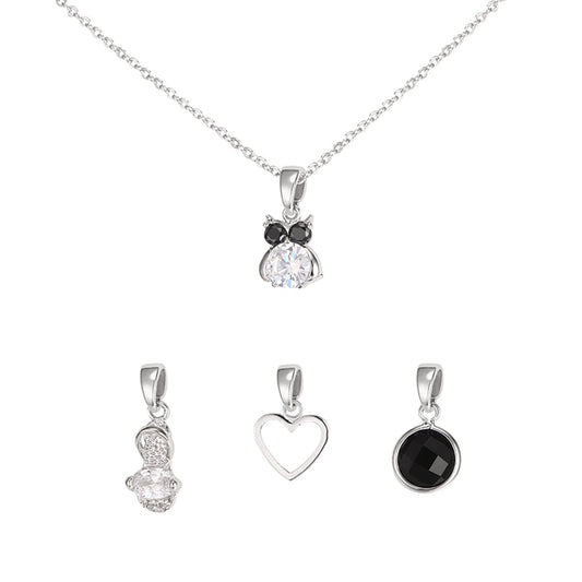 Owl Interchangeable Charm Pendant - Silver