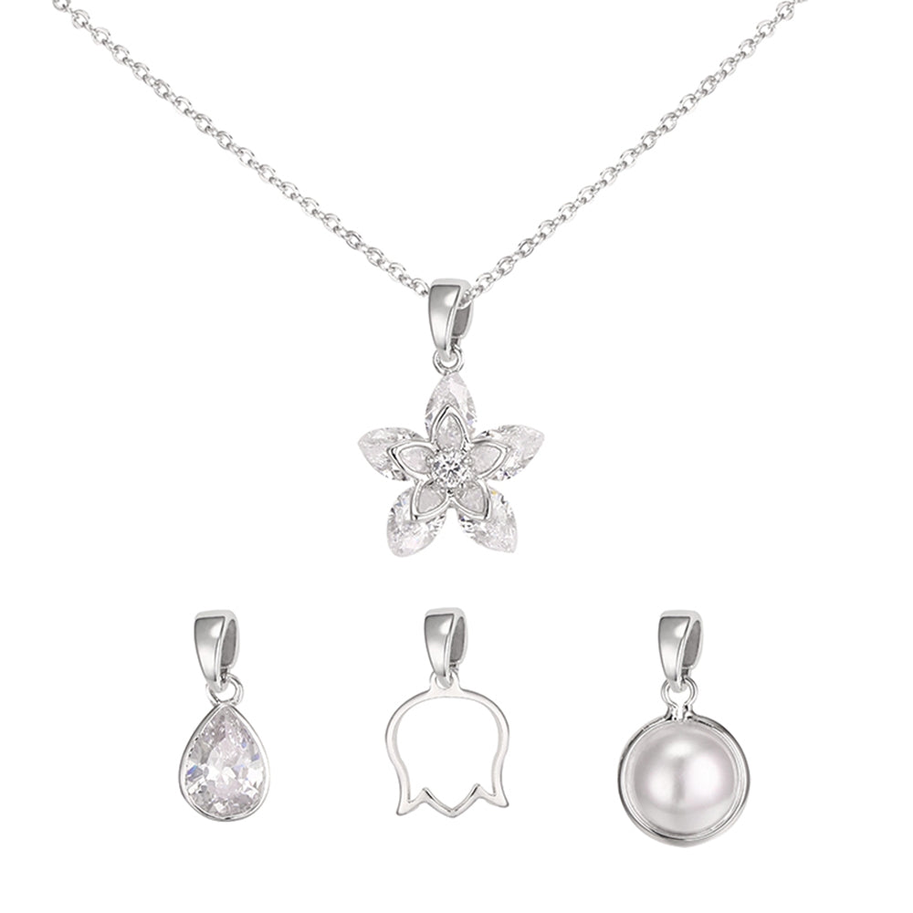 Flower Interchangeable Charm Pendant - Silver