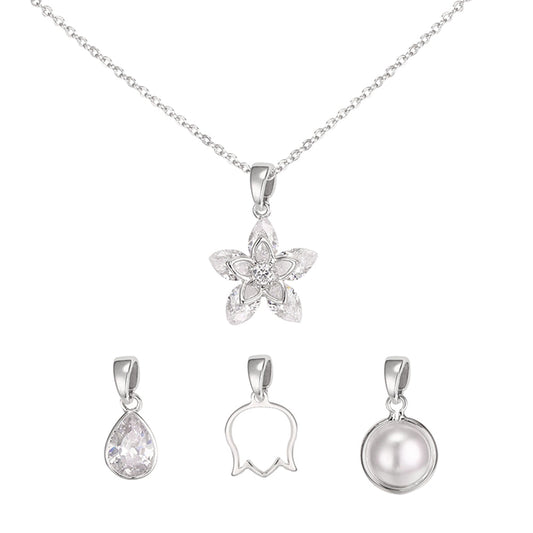 Flower Interchangeable Charm Pendant - Silver