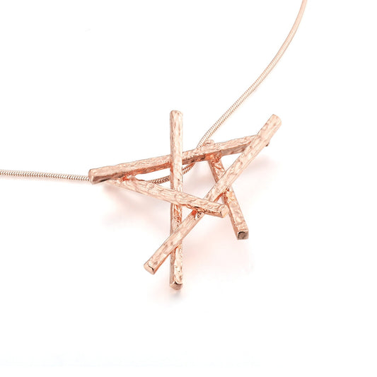 Pentad Sticks Long Necklace - Rose Gold
