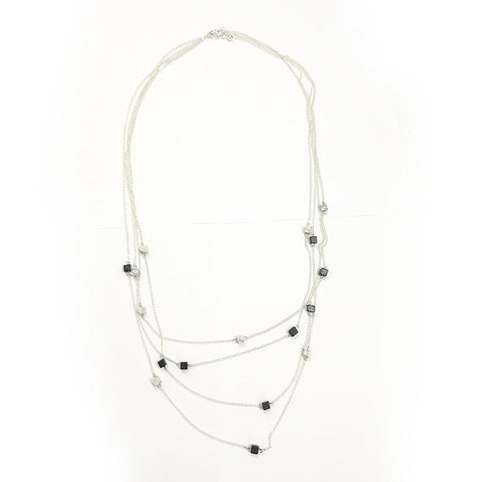 Mini Cubes Multi-Chain Necklace - Silver