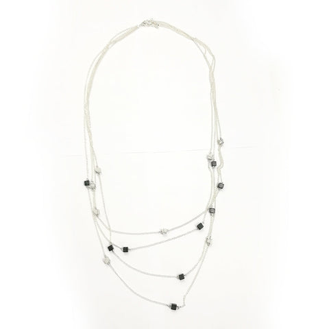 Mini Cubes Multi-Chain Necklace - Silver