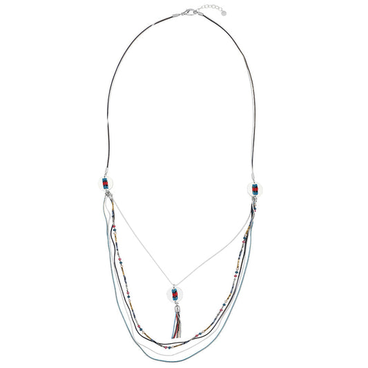 Beaded Center Tassel Multi-Necklace