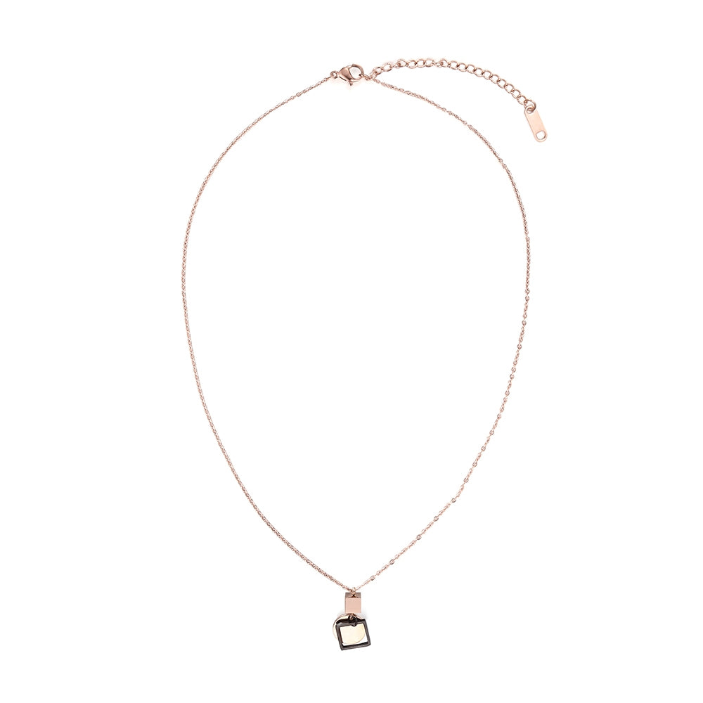 Circle and Square Pendant Necklace - Rose Gold