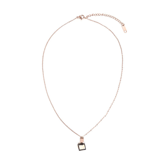 Circle and Square Pendant Necklace - Rose Gold