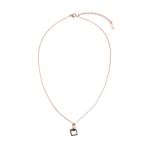 Circle and Square Pendant Necklace - Rose Gold