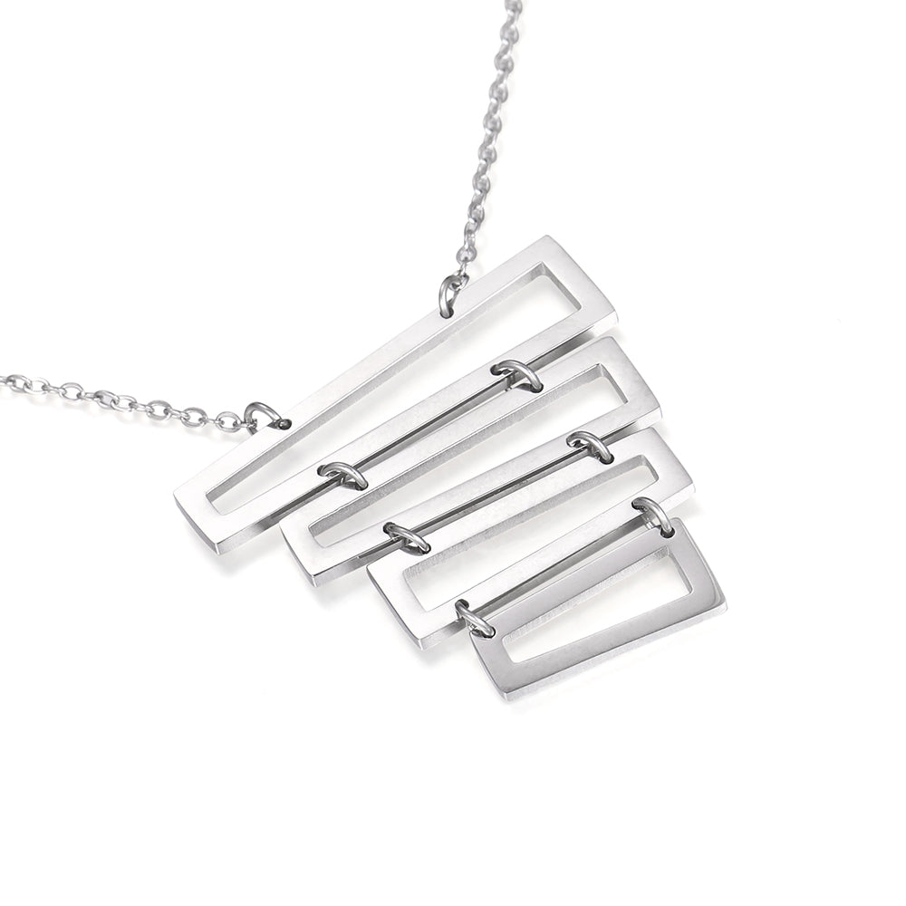Silver Stacked Rectangle Necklace