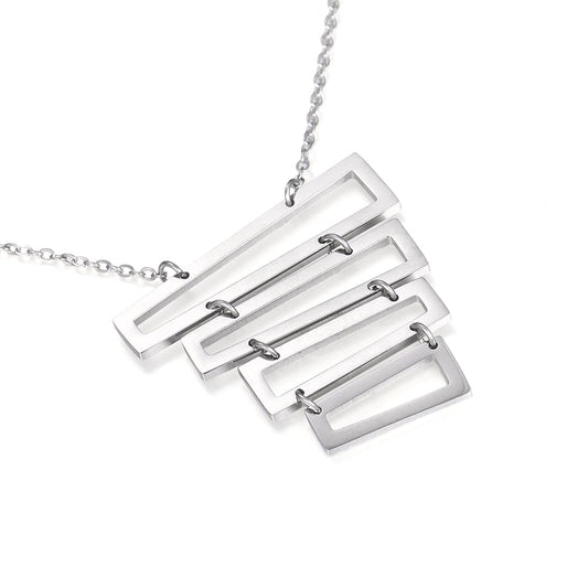 Silver Stacked Rectangle Necklace