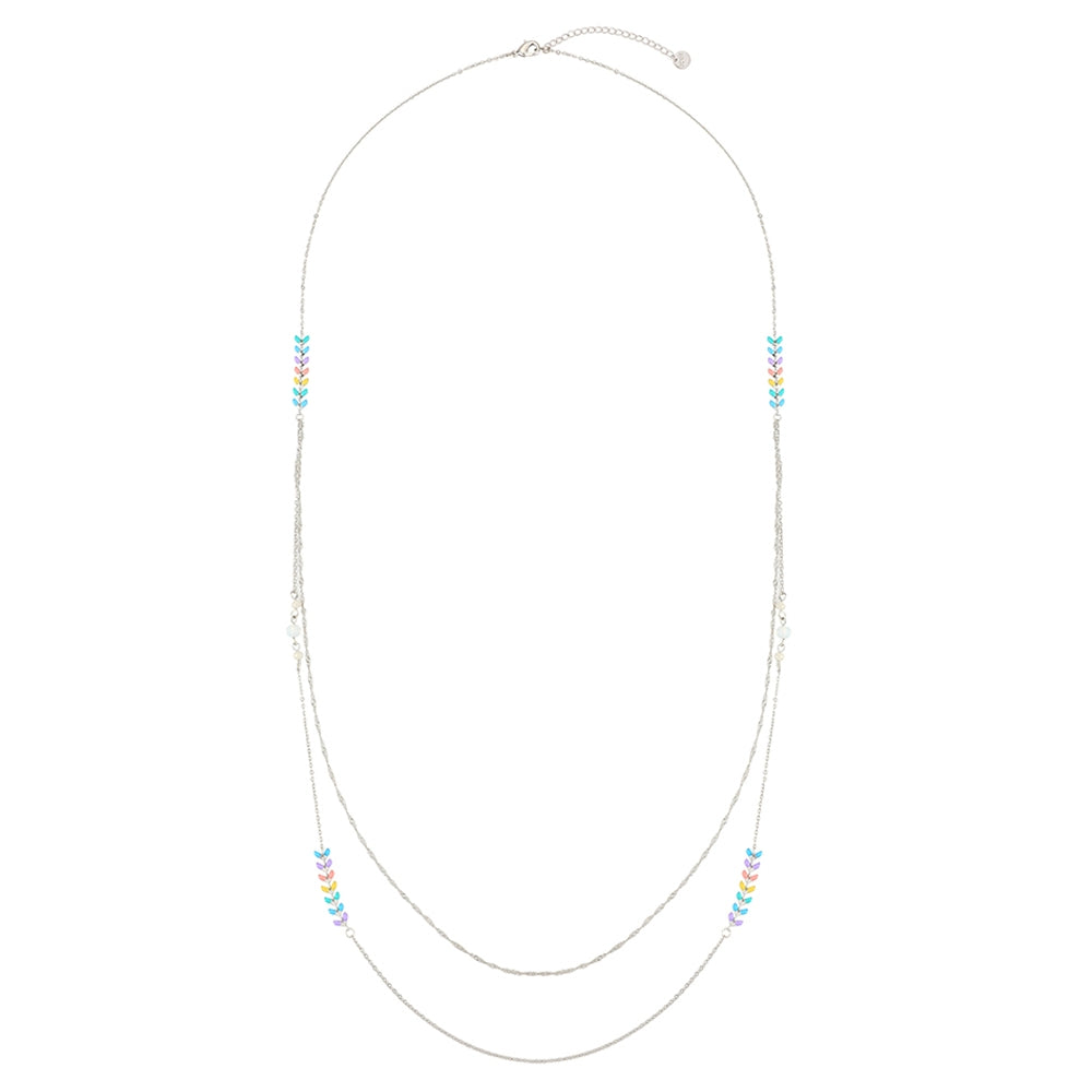 Coloured Chevron Necklace - Silver