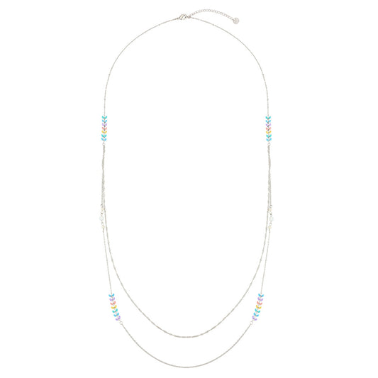 Coloured Chevron Necklace - Silver