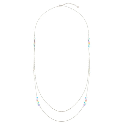 Coloured Chevron Necklace - Silver