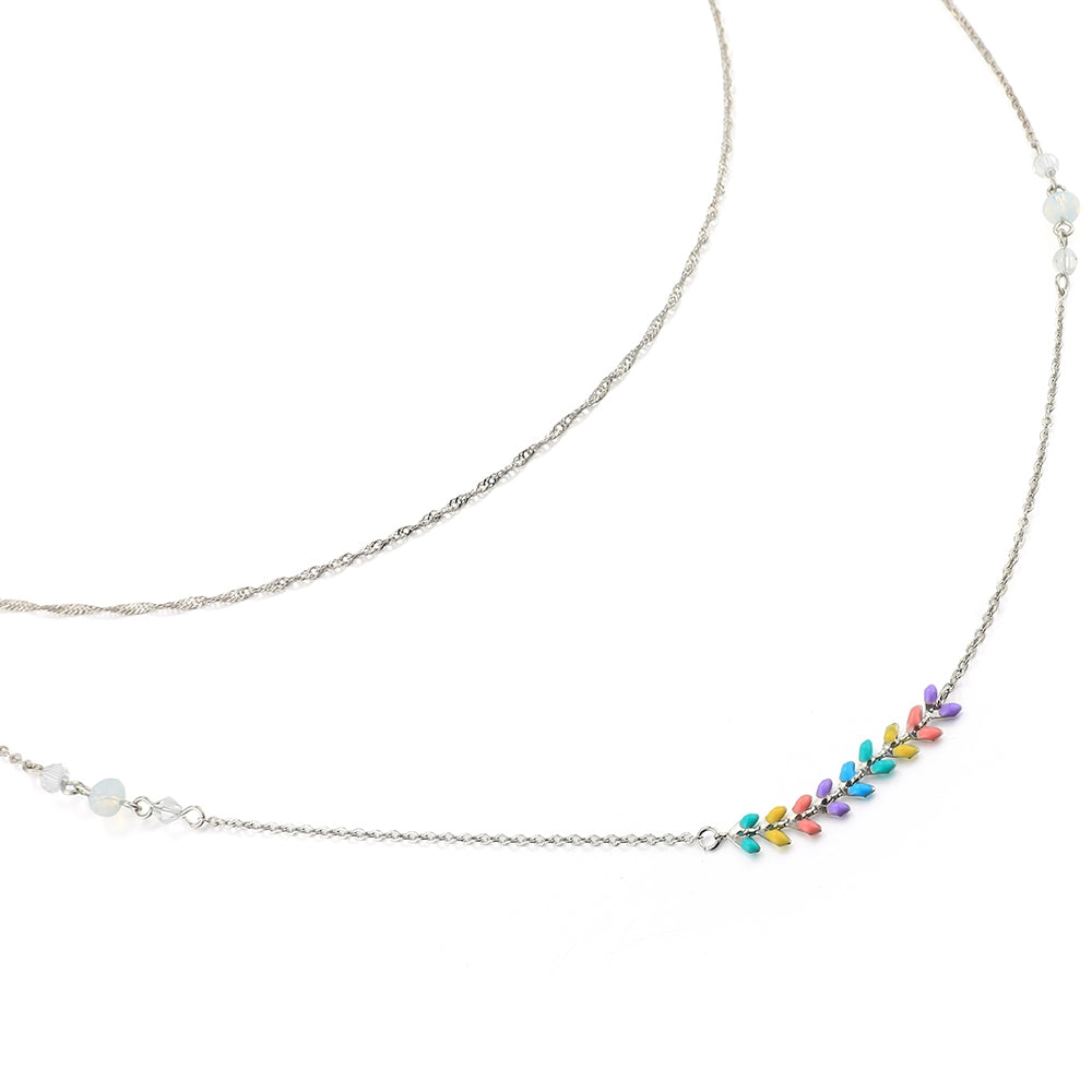 Coloured Chevron Necklace - Silver