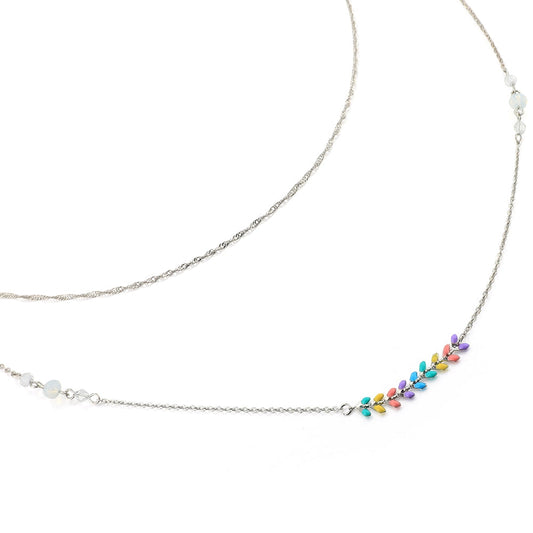 Coloured Chevron Necklace - Silver
